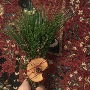 Yule Wand- apple, pine, red cedar, and mugwort- handmade natural holiday smudge